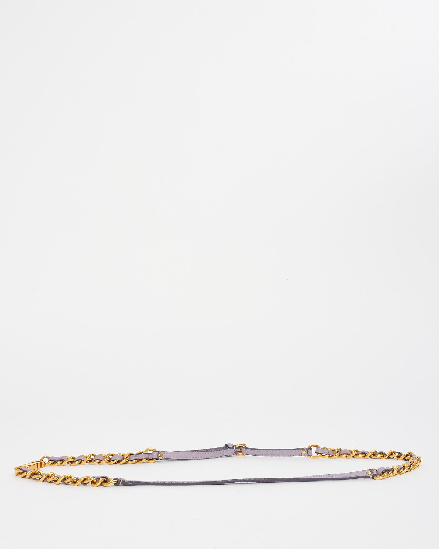 Miu Miu Lavender Leather 
Gold Chain Thin Belt