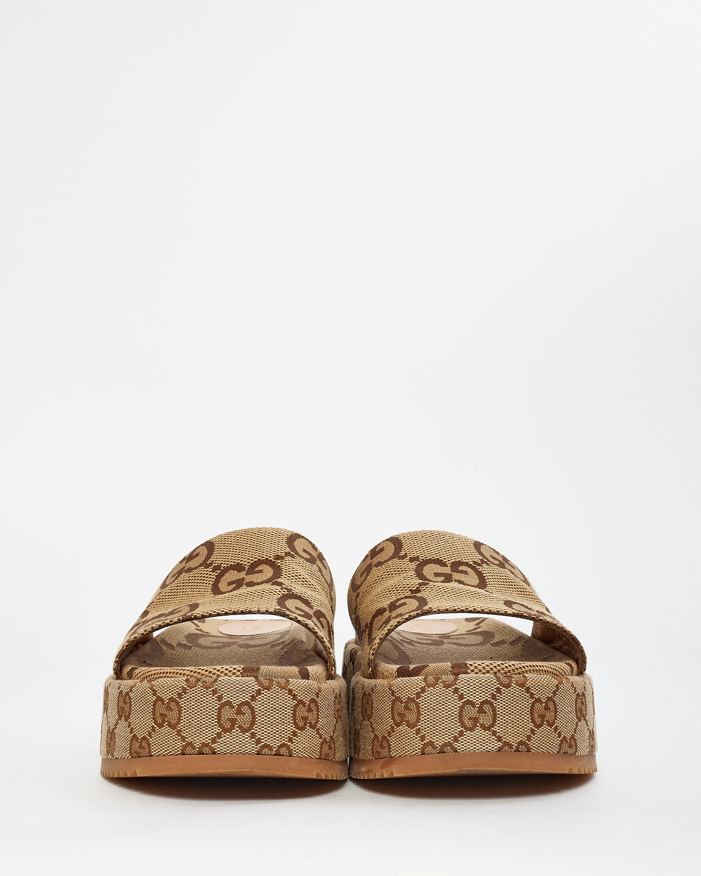 Gucci Monogram Canvas Angelina Platform Sandals - 40.5