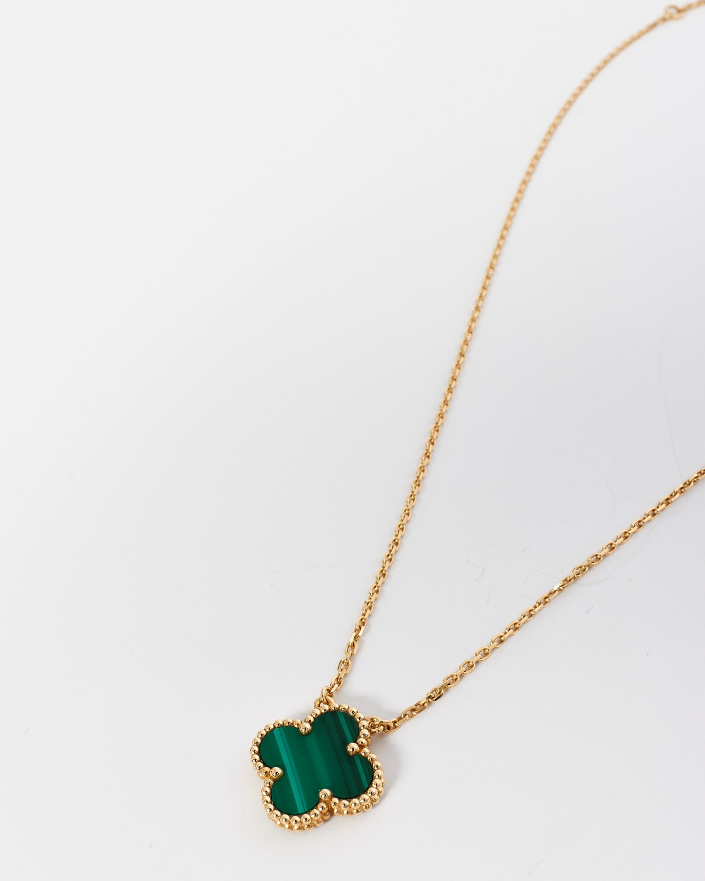 Van Cleef 
Arpels 18k Gold Malachite Vintage Alhambra Necklace