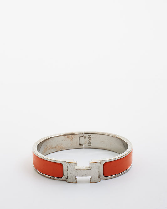 Hermès Orange 
Silver Clic Bracelet - GM