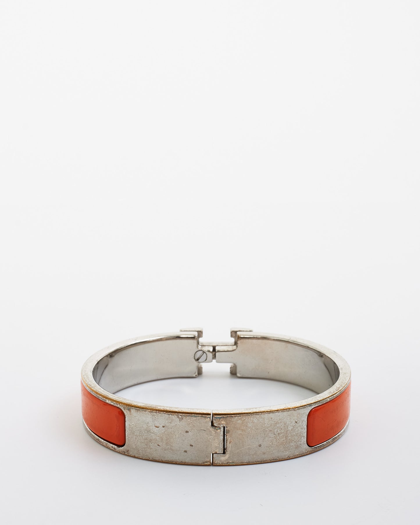 Hermès Orange 
Silver Clic Bracelet - GM