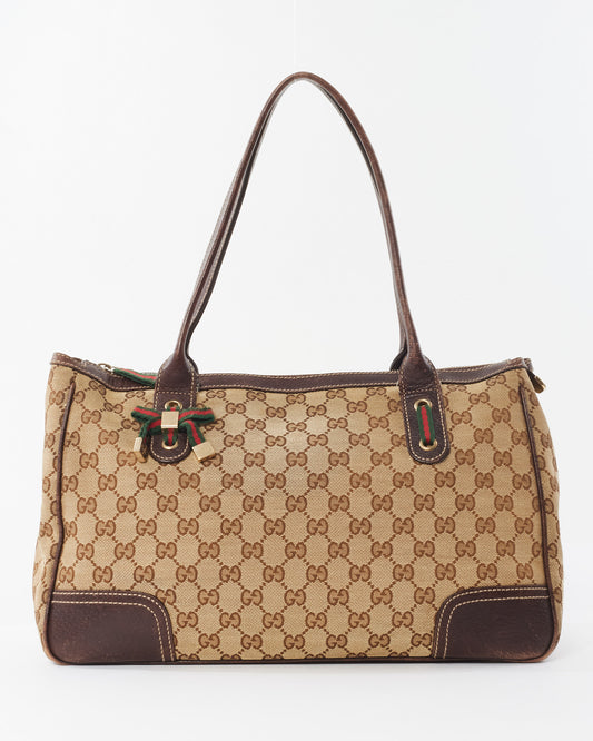 Gucci Brown/Beige Monogram Canvas Princy Sherry GG Tote Bag