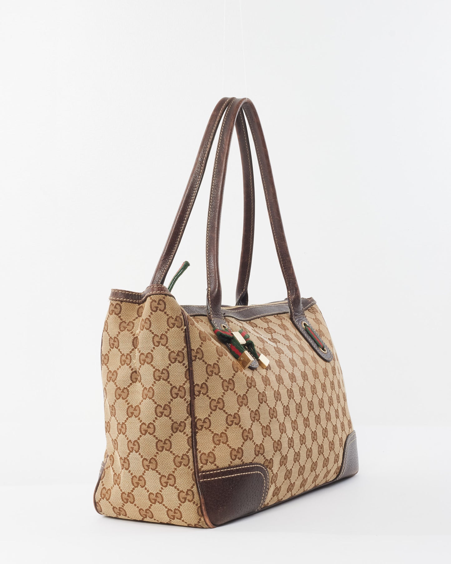 Gucci Brown/Beige Monogram Canvas Princy Sherry GG Tote Bag