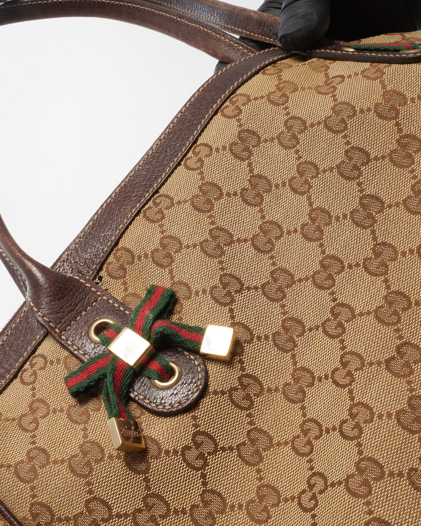 Gucci Brown/Beige Monogram Canvas Princy Sherry GG Tote Bag