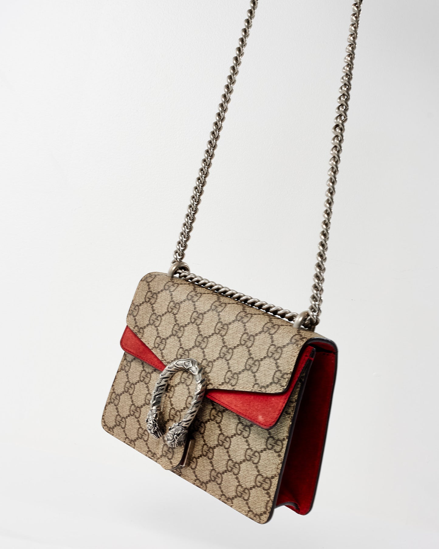 Gucci Monogram Coated Canvas 
Red Suede GG Super Mini Dionysus