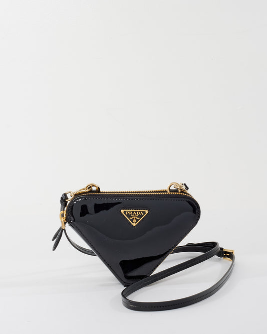 Prada Black Patent Leather Triangle Crossbody Bag