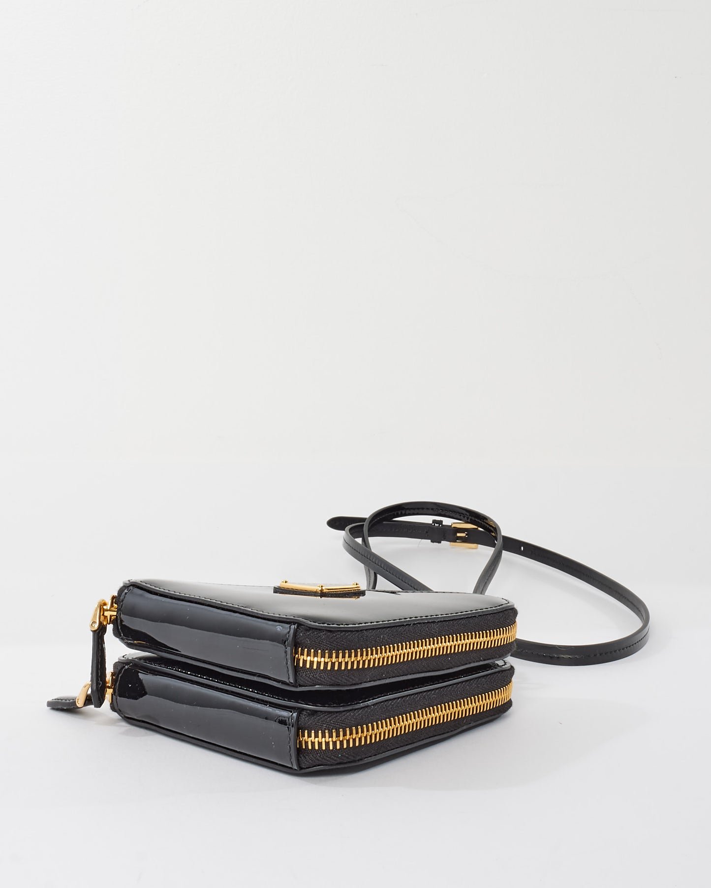 Prada Black Patent Leather Triangle Crossbody Bag