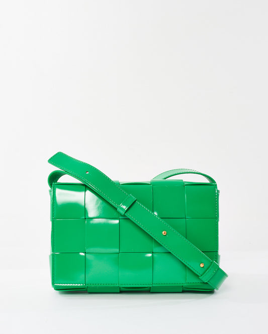 Bottega Veneta Parakeet Green Patent Leather Cassette Bag