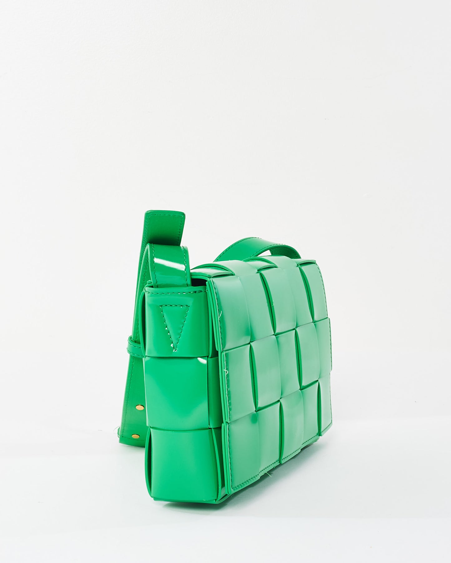 Bottega Veneta Parakeet Green Patent Leather Cassette Bag