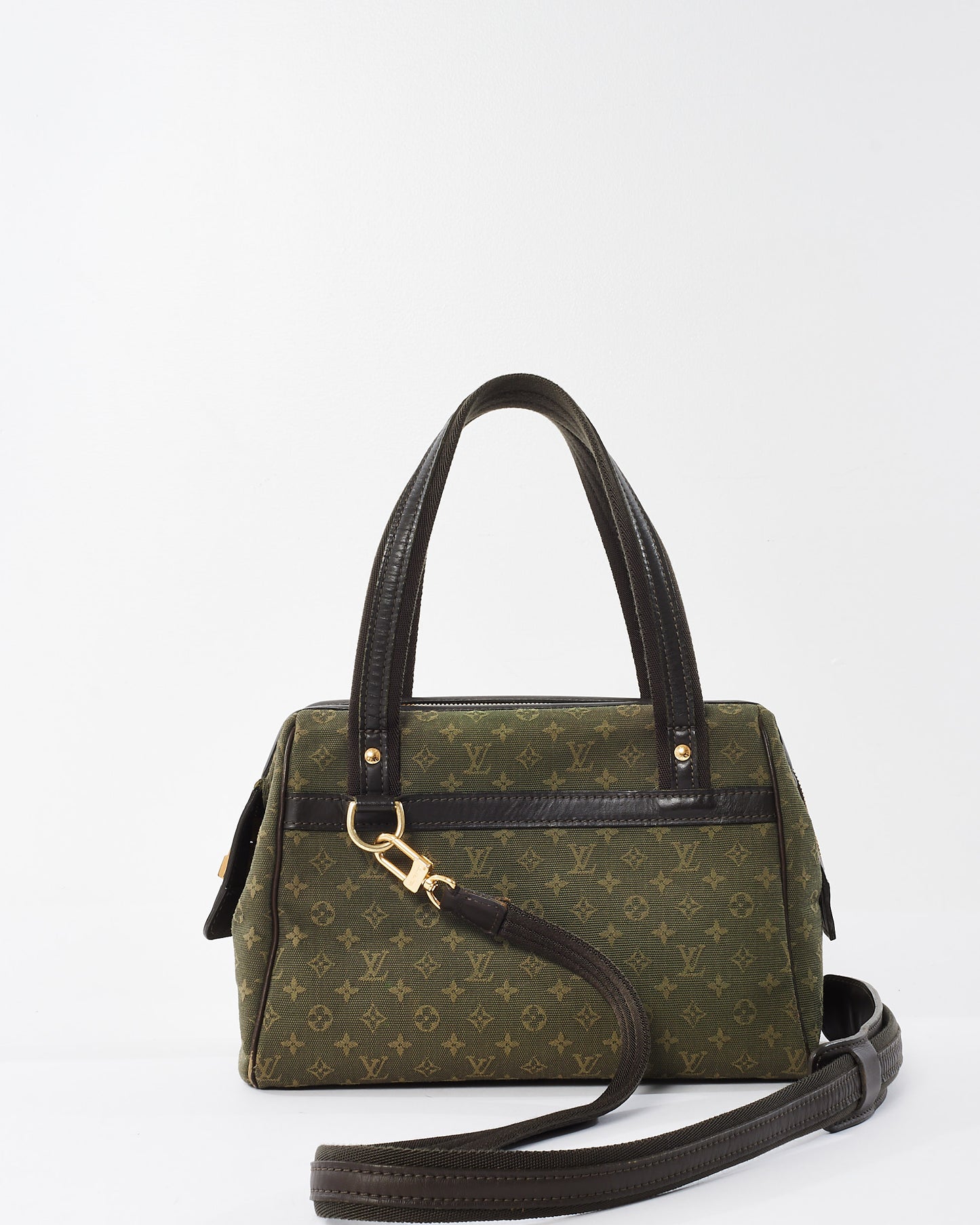 Louis Vuitton Green 
Beige Monogram Mini Lin Canvas Josephine Bag with/ Strap