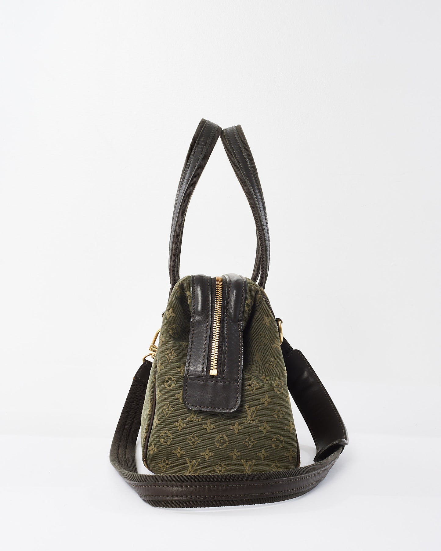 Louis Vuitton Green 
Beige Monogram Mini Lin Canvas Josephine Bag with/ Strap