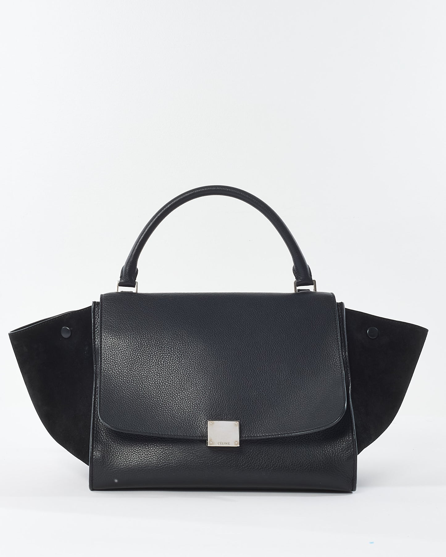 Celine Black Leather 
Suede Trapeze Bag