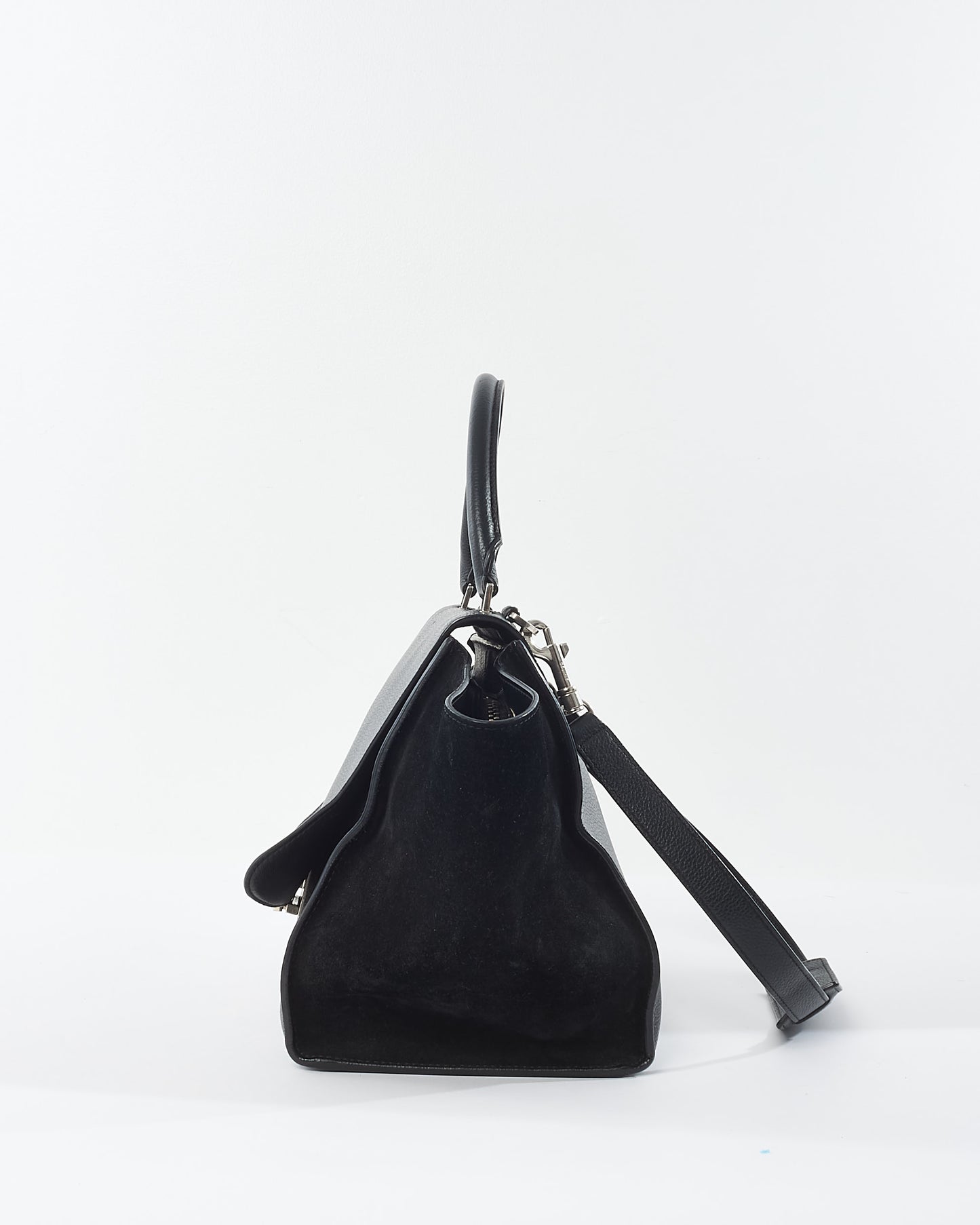 Celine Black Leather 
Suede Trapeze Bag