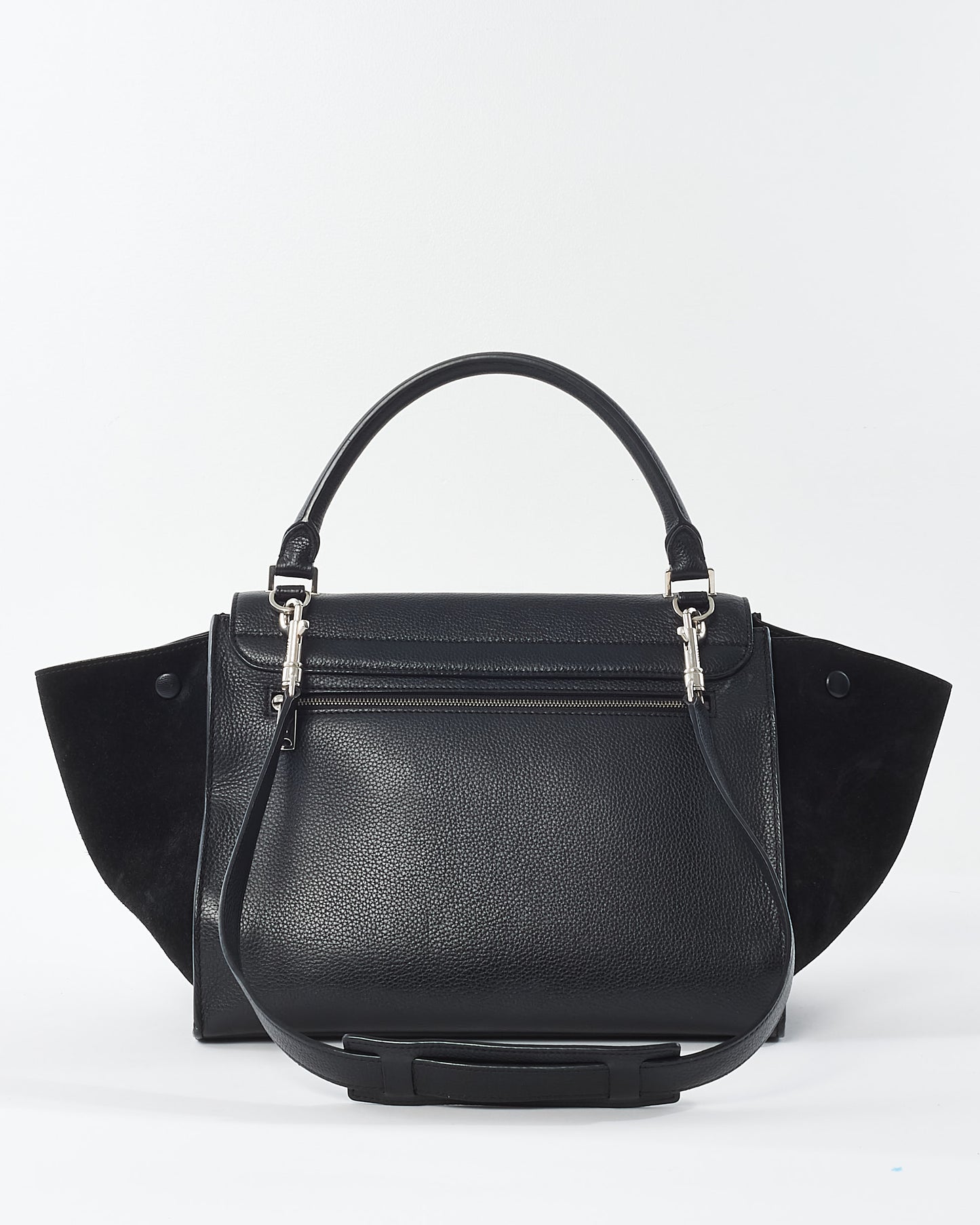 Celine Black Leather 
Suede Trapeze Bag