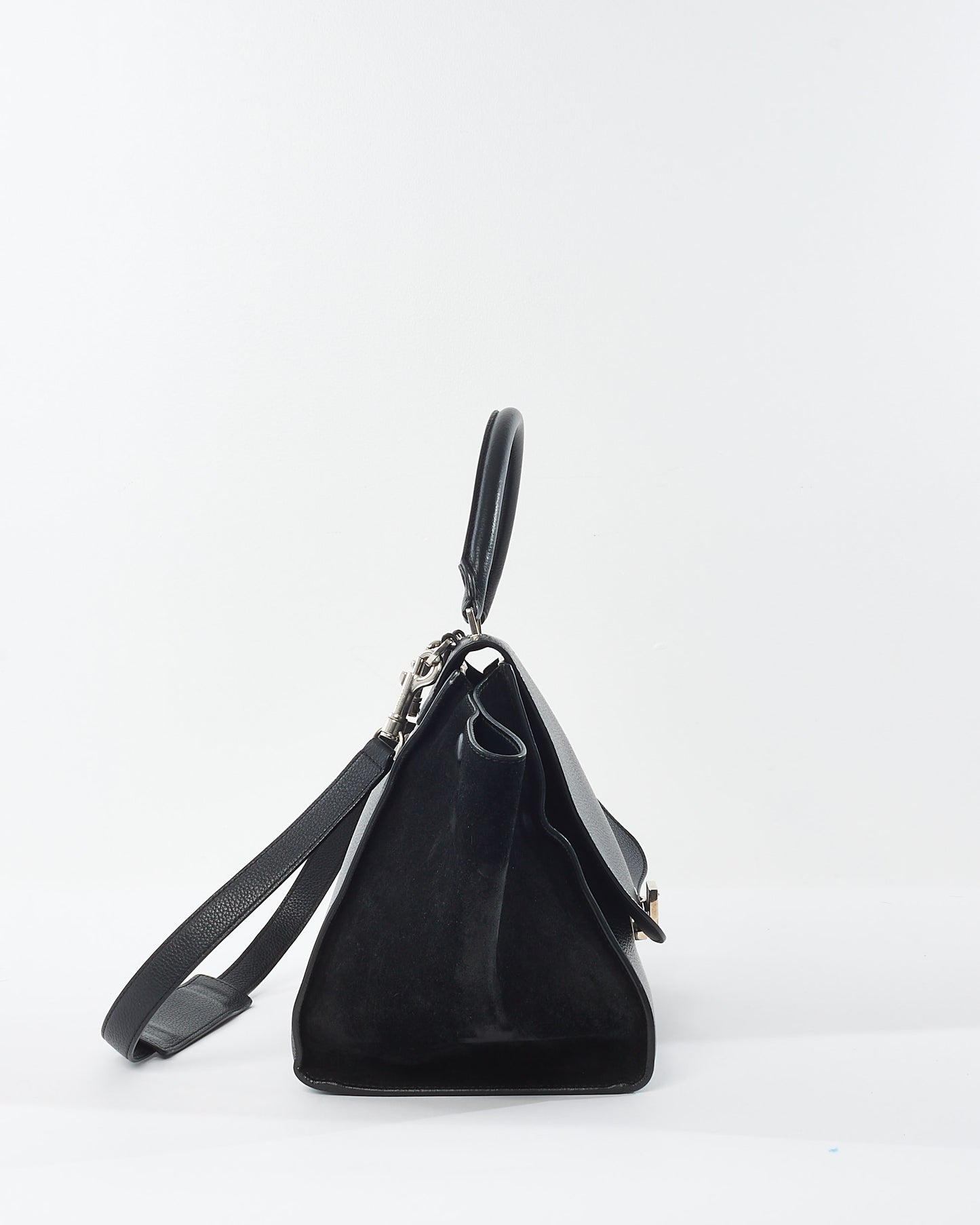 Celine Black Leather 
Suede Trapeze Bag