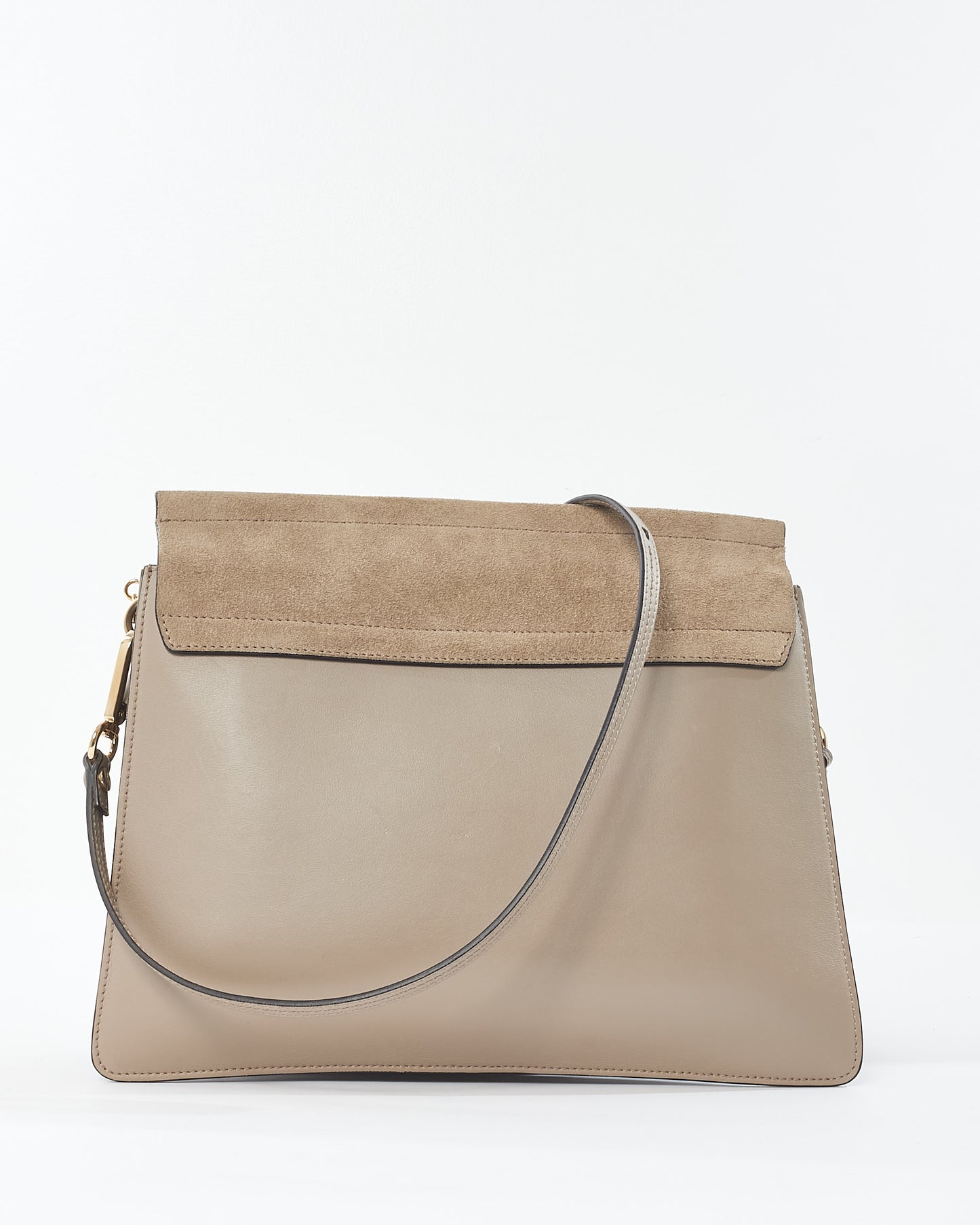 Chloé Taupe Suede 
Leather Medium Faye Crossbody Bag