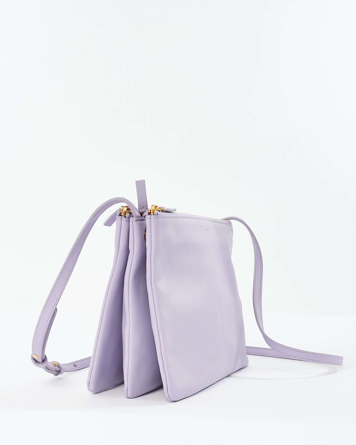 Celine Lilac Leather Trio Pouch Crossbody Bag