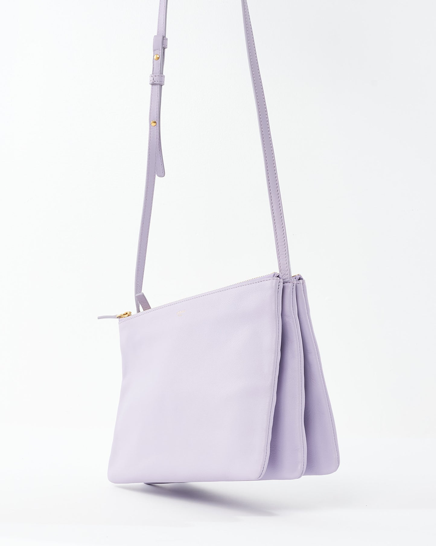 Celine Lilac Leather Trio Pouch Crossbody Bag