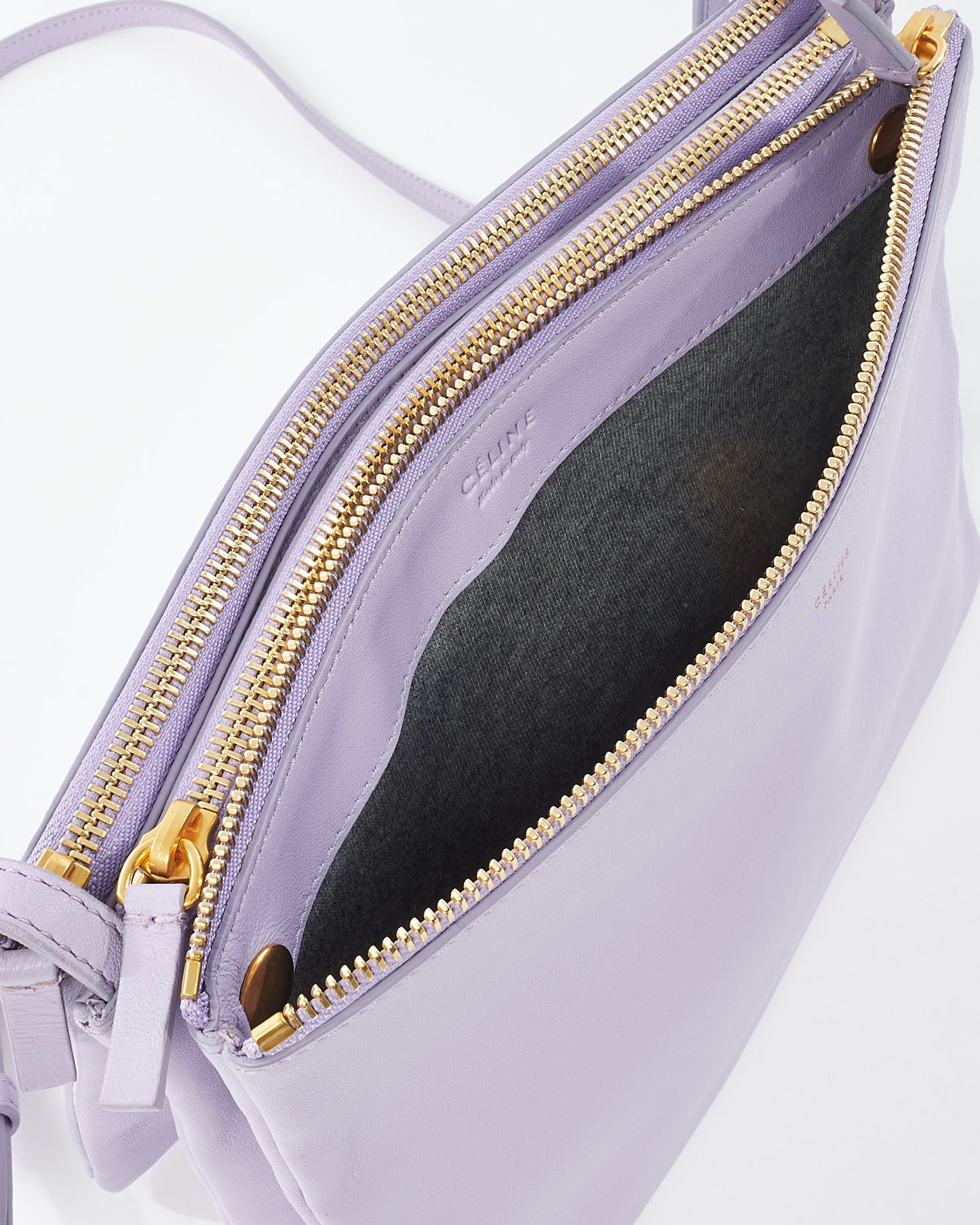 Celine Lilac Leather Trio Pouch Crossbody Bag