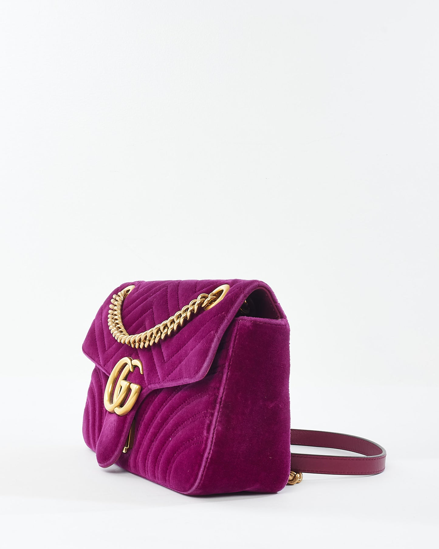 Gucci Purple Velvet Marmont Small Shoulder Bags