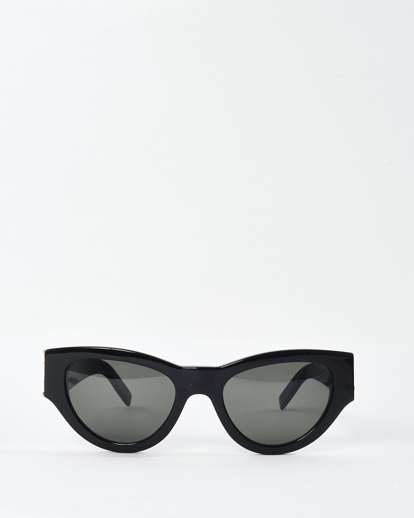 Saint Laurent Black Acetate Cat.3 Gold Logo Sunglasses