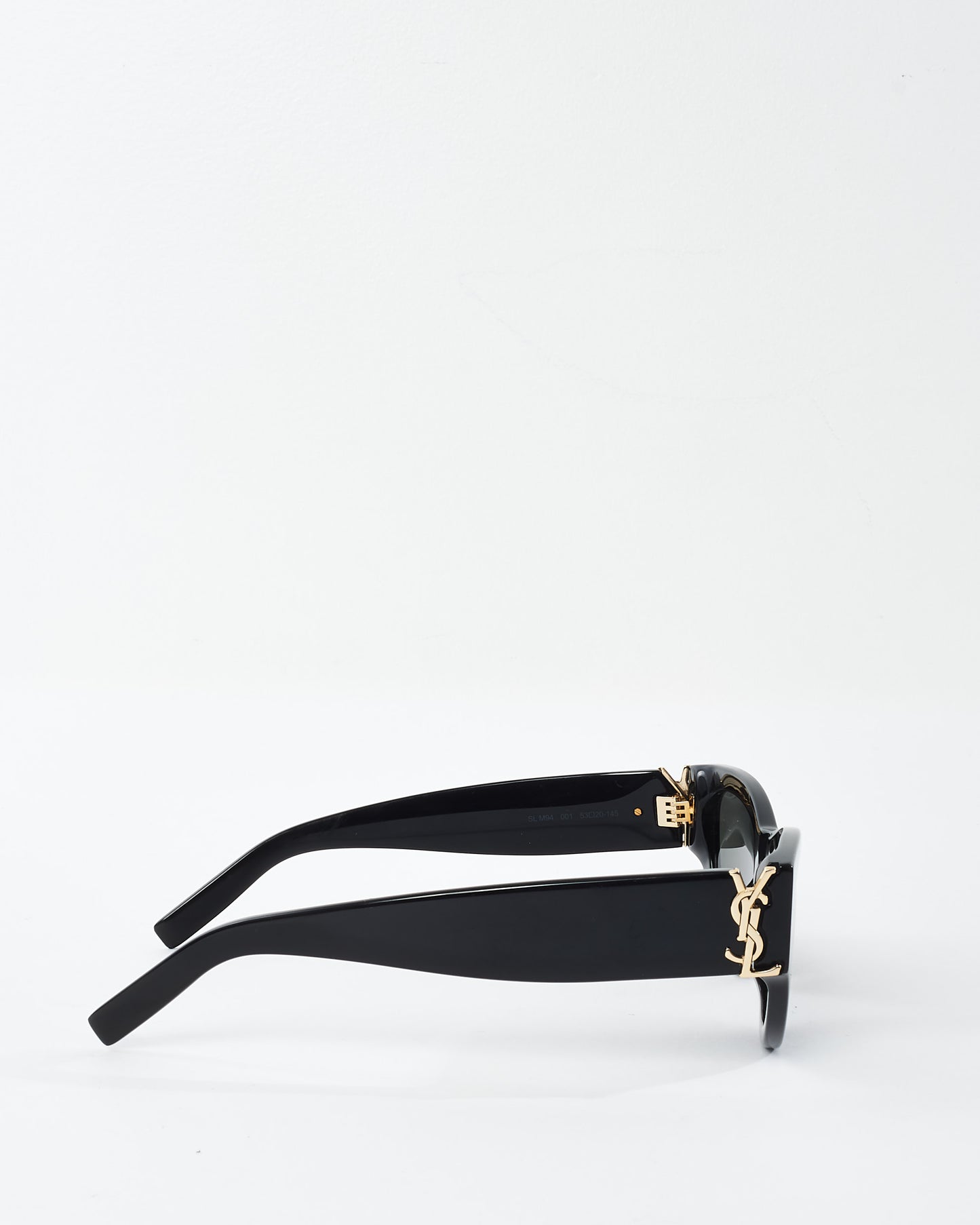 Saint Laurent Black Acetate Cat.3 Gold Logo Sunglasses