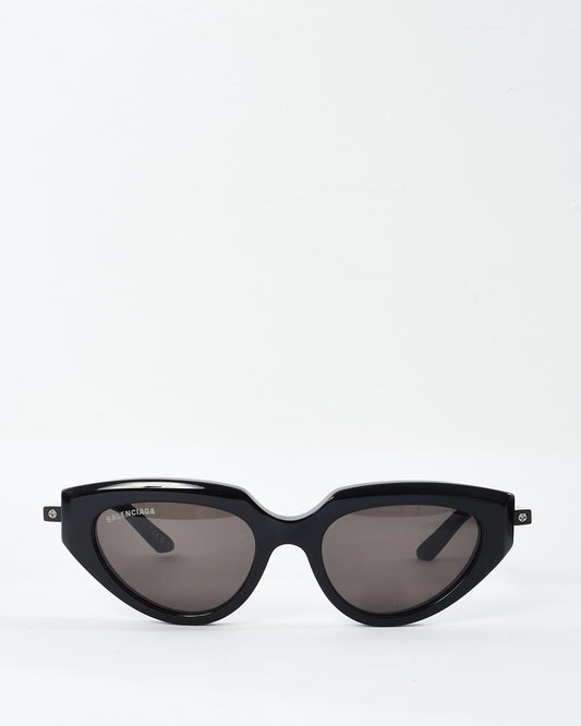 Balenciaga Black Acetate Cat.3 White Logo Sunglasses