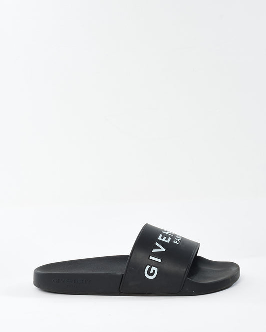 Givenchy Black Rubber Logo Pool Slides - 38