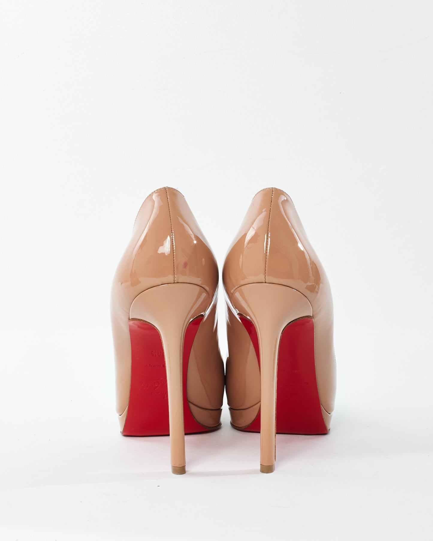 Christian Louboutin Beige Patent Leather Platform Pumps -38.5