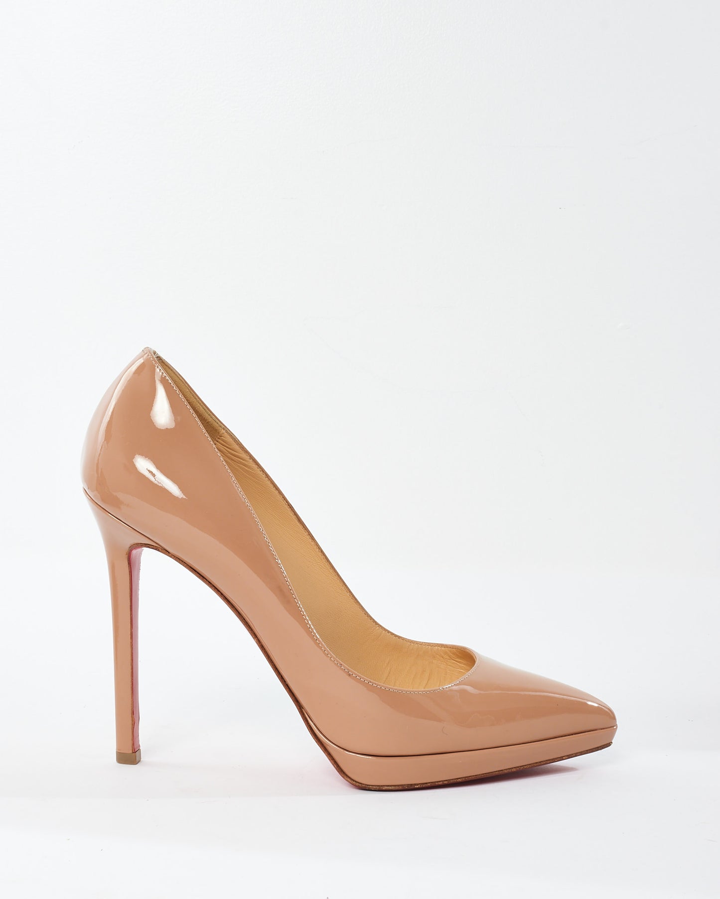 Christian Louboutin Beige Patent Leather Platform Pumps -38.5