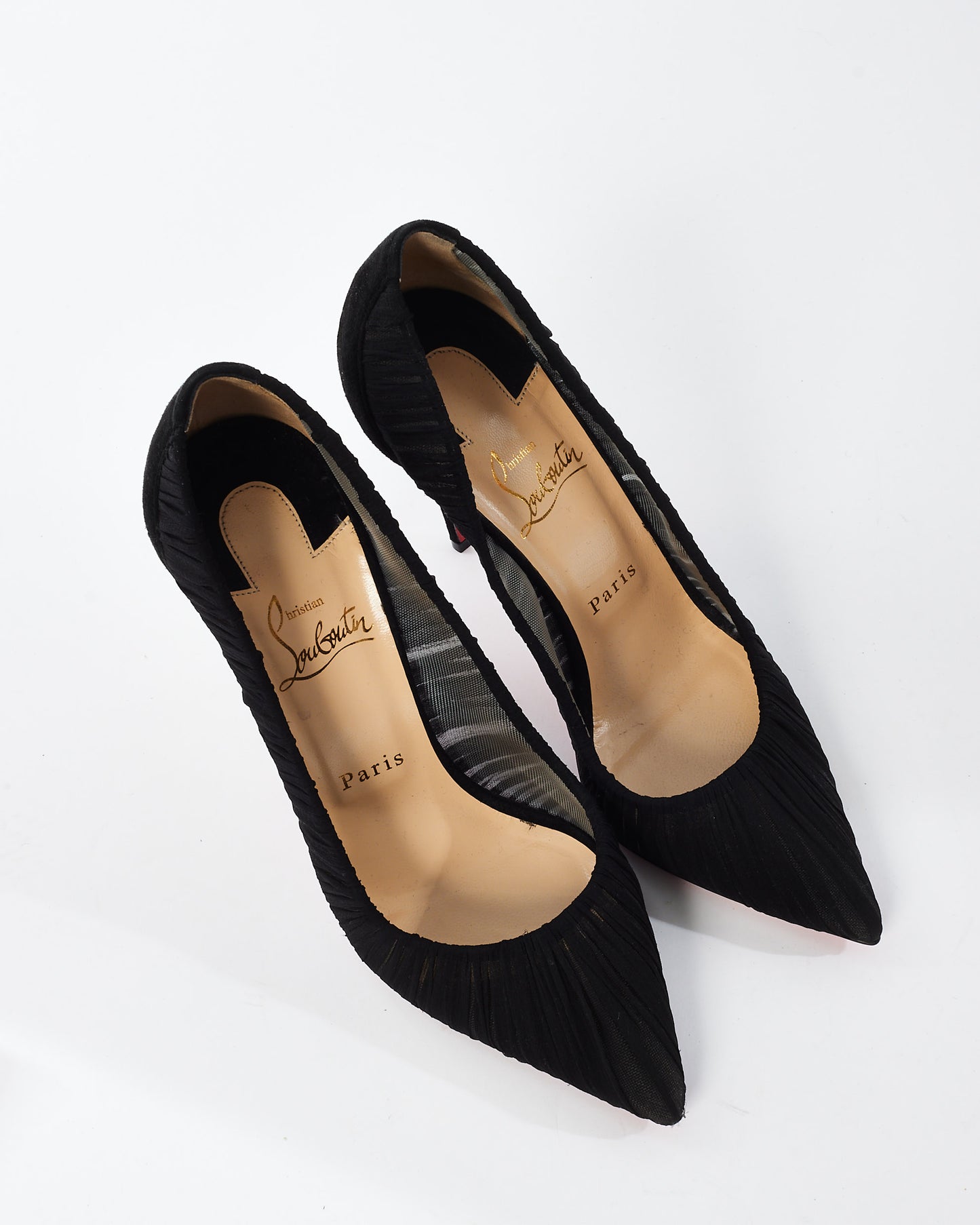 Christian Louboutin Black Chiffon Rushed Pumps - 38.5