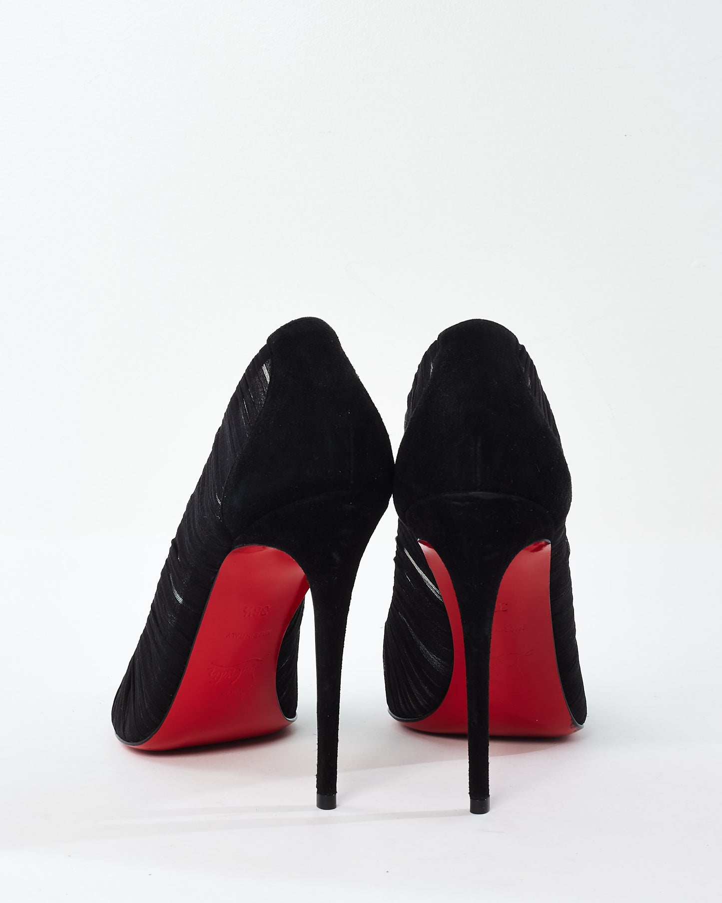 Christian Louboutin Black Chiffon Rushed Pumps - 38.5