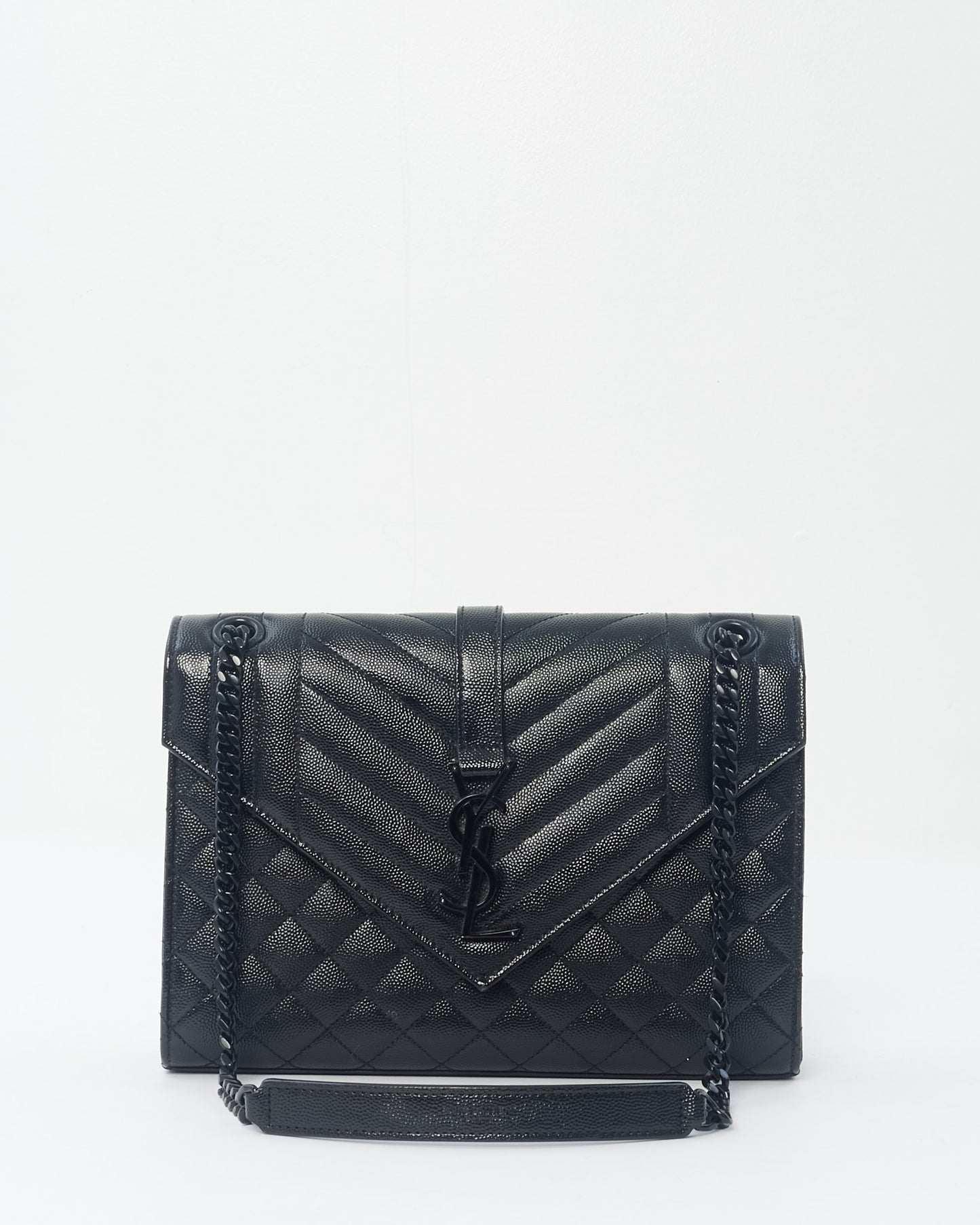 Saint Laurent Black Leather Medium Envelope Chain Bag BHW