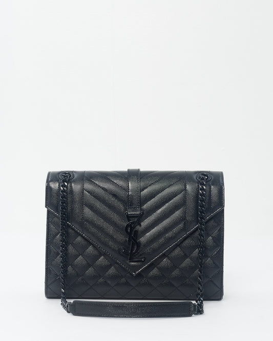 Saint Laurent Black Leather Medium Envelope Chain Bag BHW