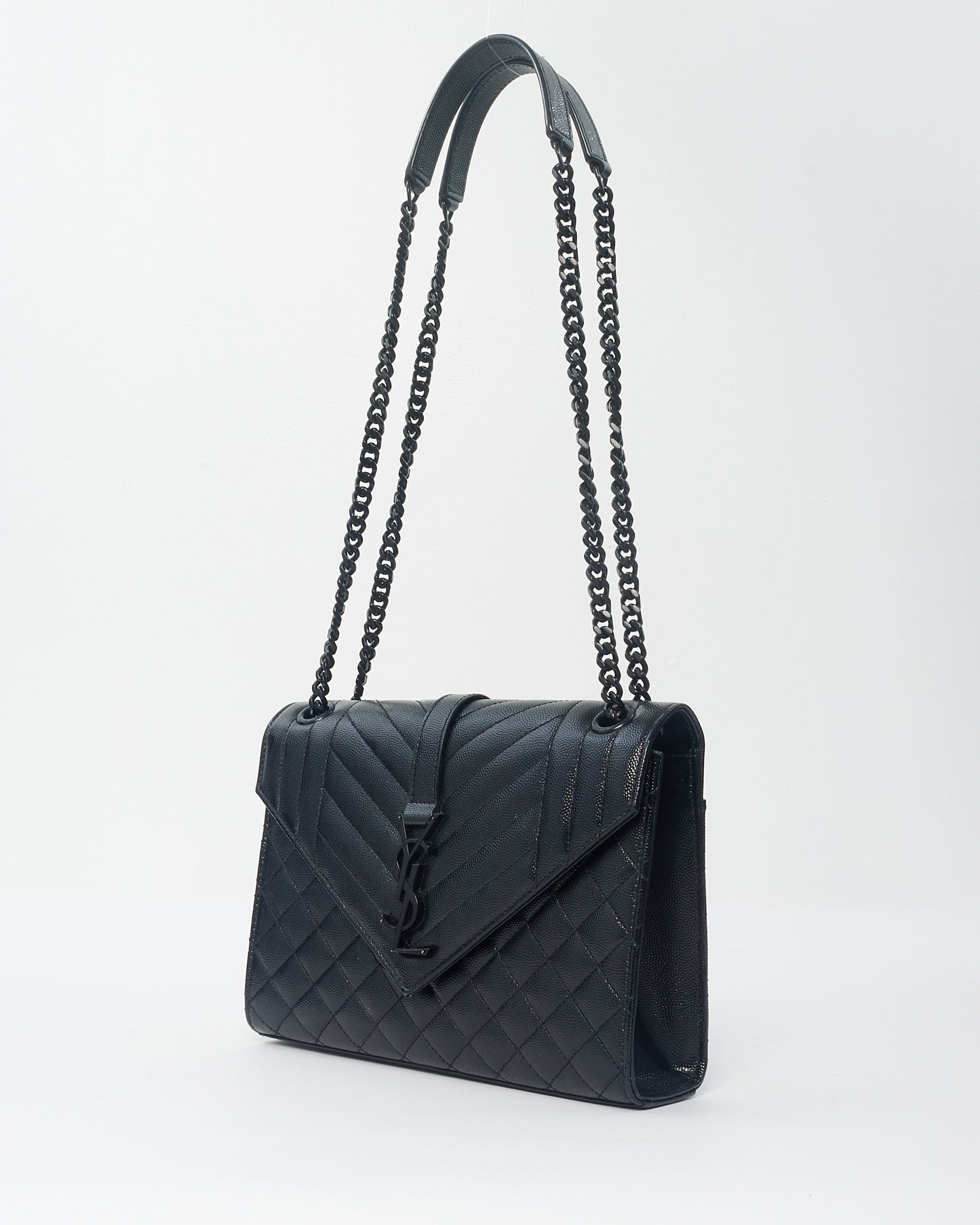 Saint Laurent Black Leather Medium Envelope Chain Bag BHW