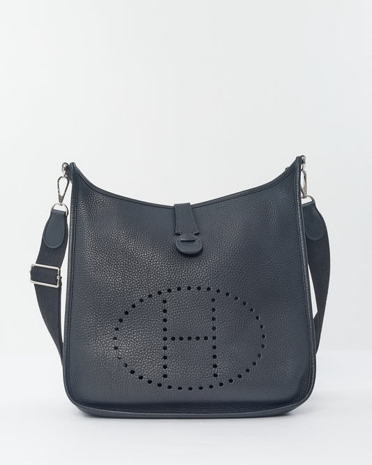 Hermès Black Leather Evelyne GM Crossbody Bag