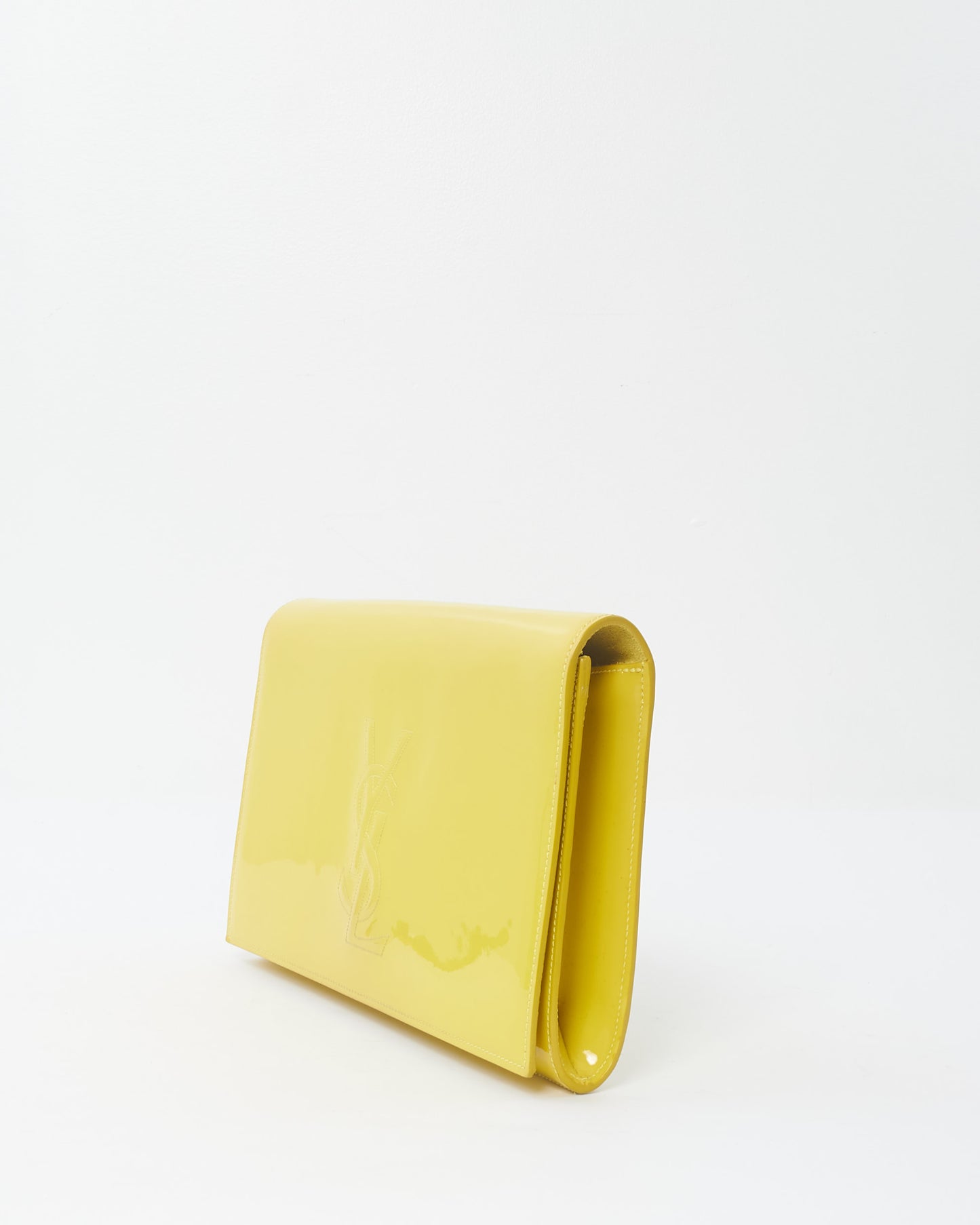 Saint Laurent Neon Yellow Patent Leather Belle De Jour Clutch