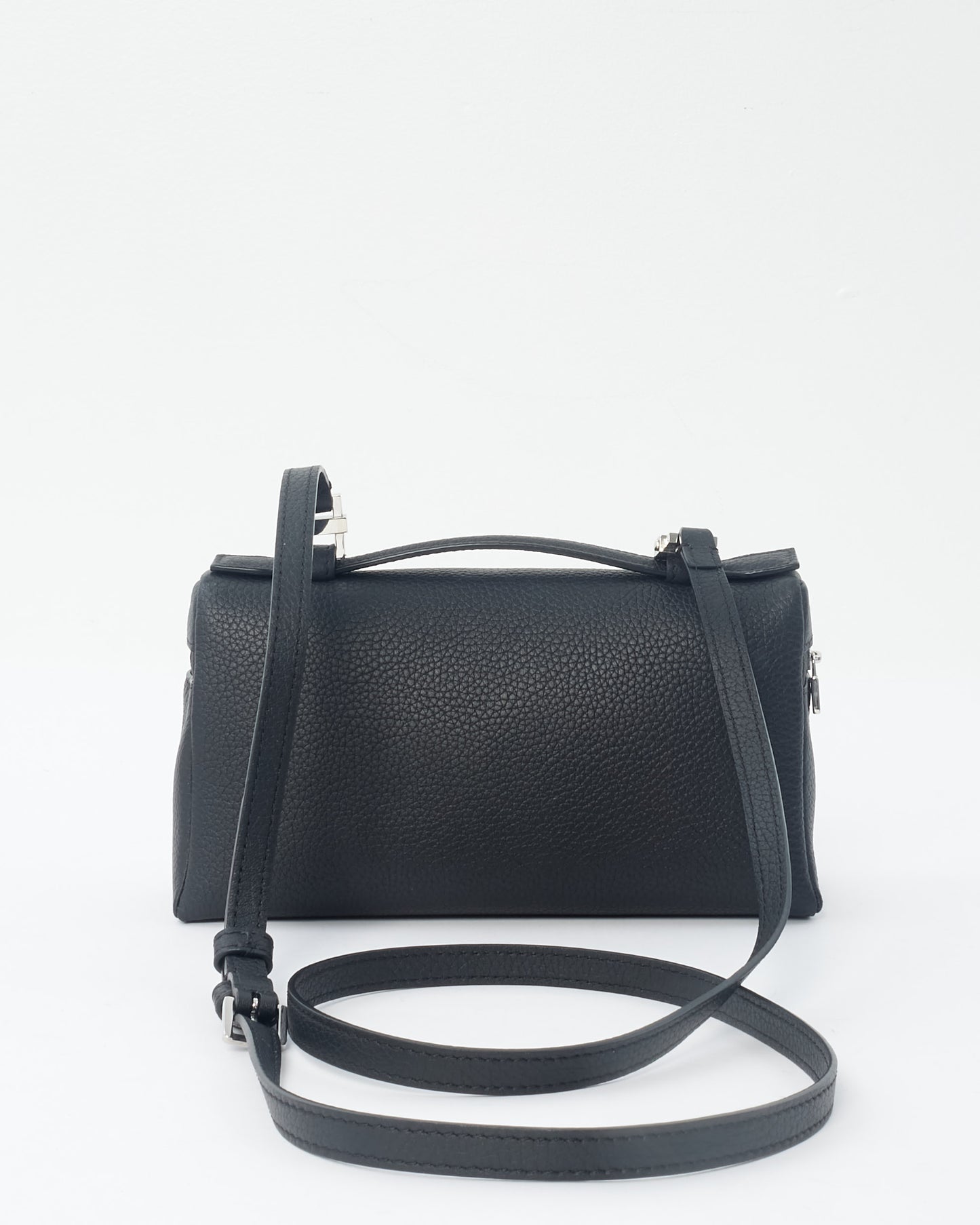 Loro Piana Black Grained Calfskin Leather L19 Bag