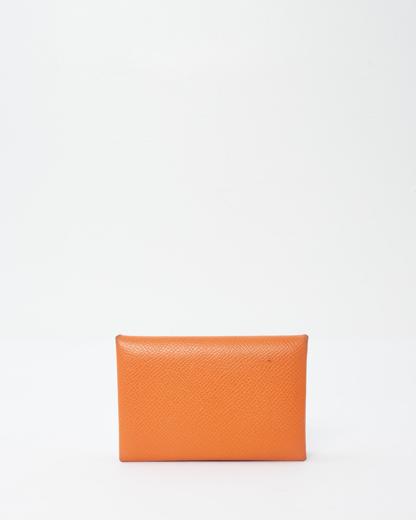 Hermès Orange Leather Calvi Card Holder