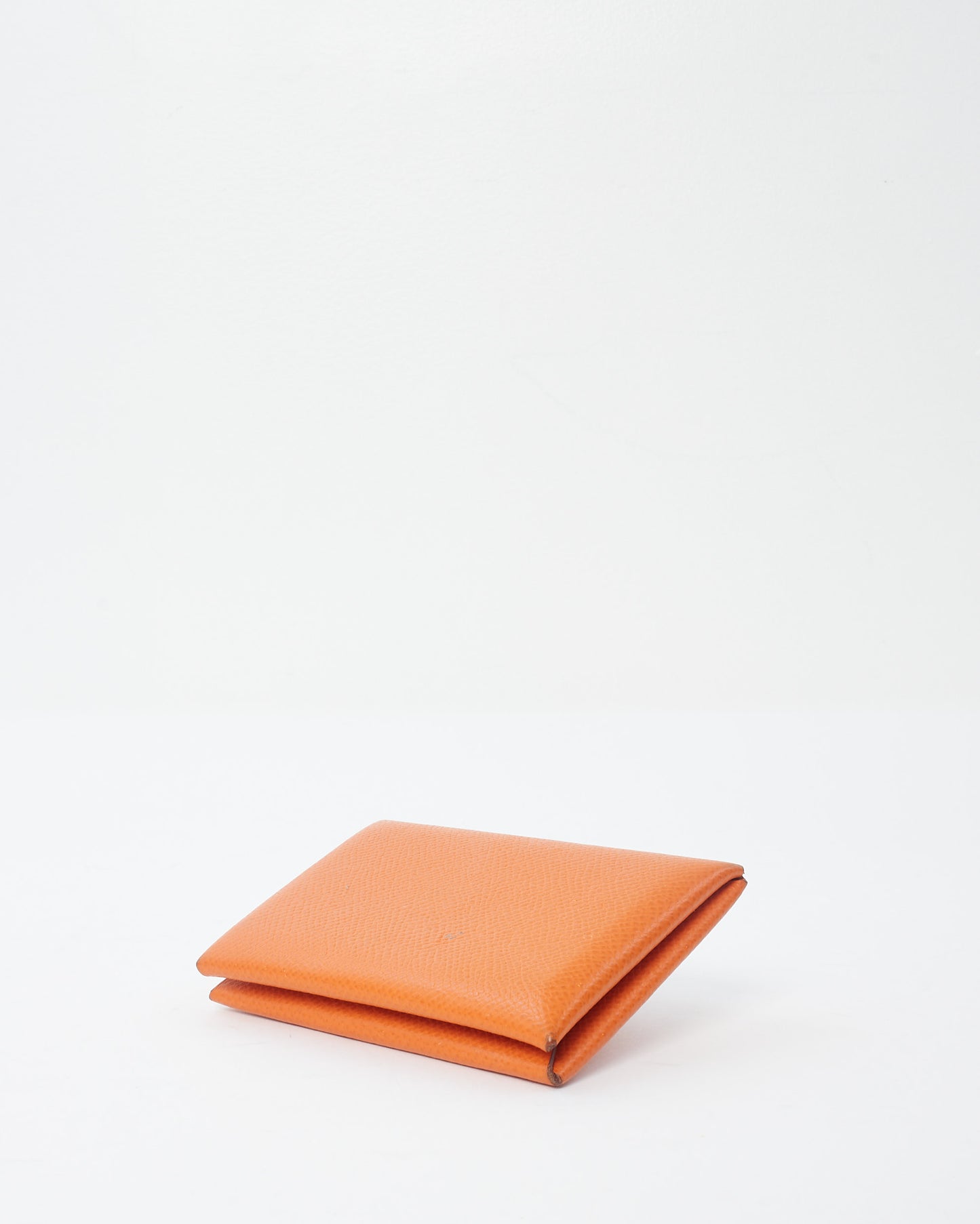 Hermès Orange Leather Calvi Card Holder