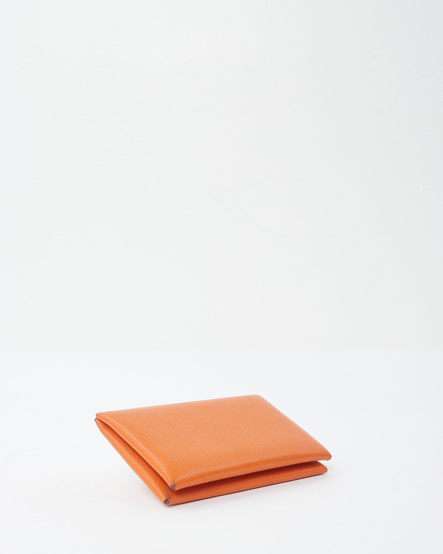 Hermès Orange Leather Calvi Card Holder