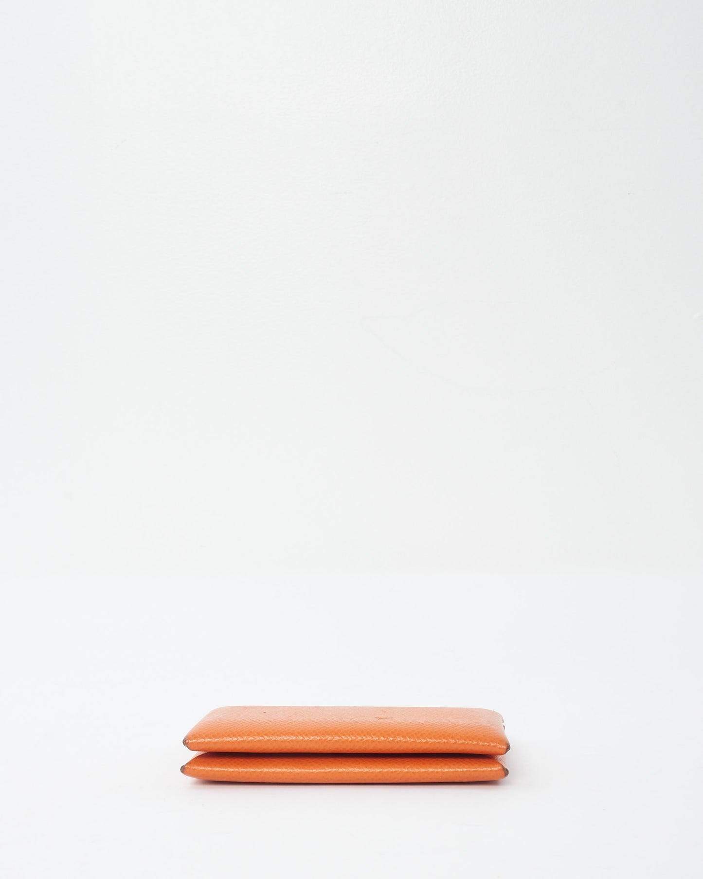 Hermès Orange Leather Calvi Card Holder