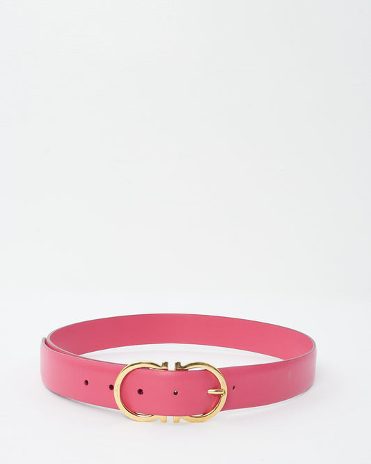 Salvatore Ferragamo Pink Leather Gancini Belt - 85