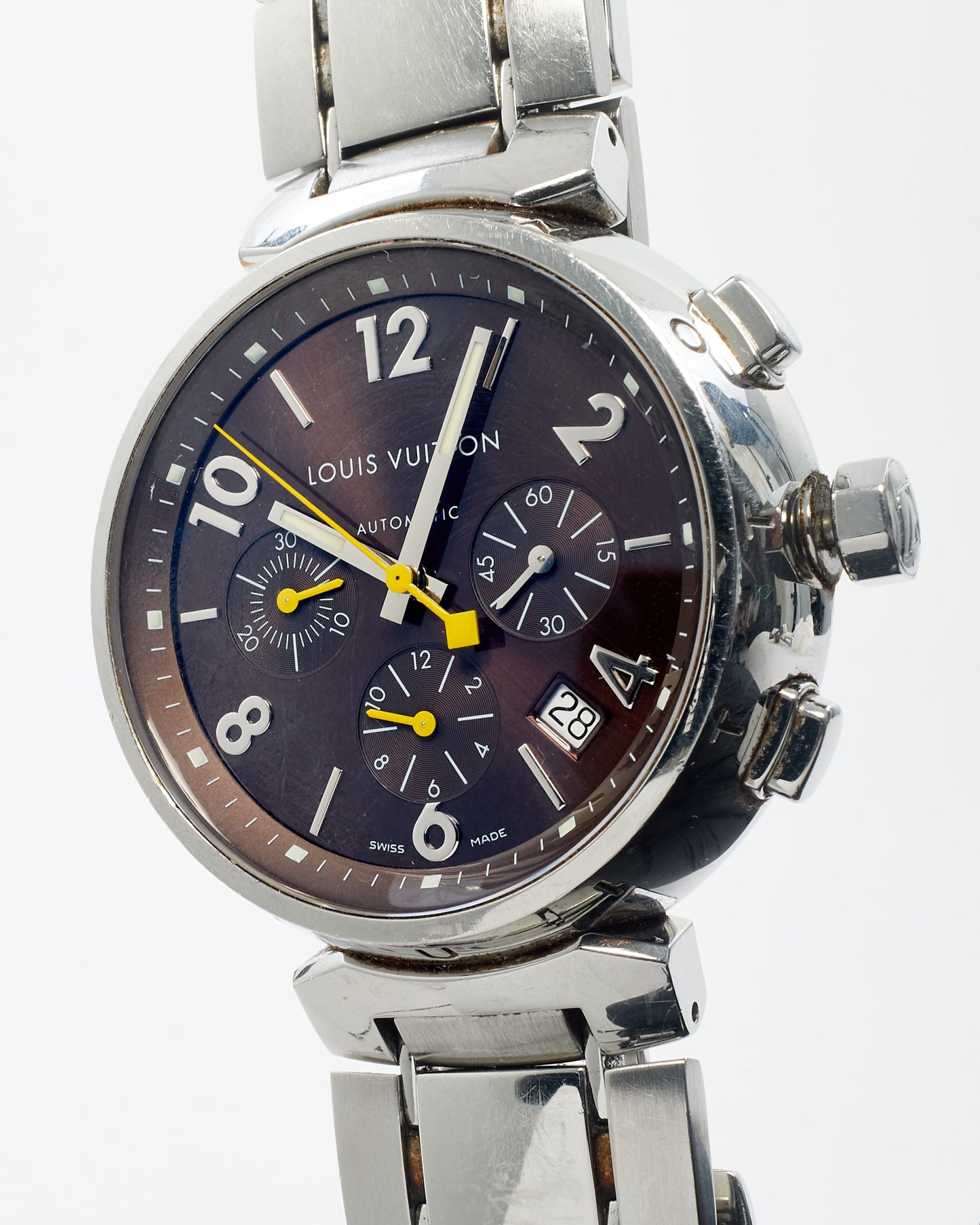 Louis Vuitton Silver Tambour Chronograph Automatic Watch