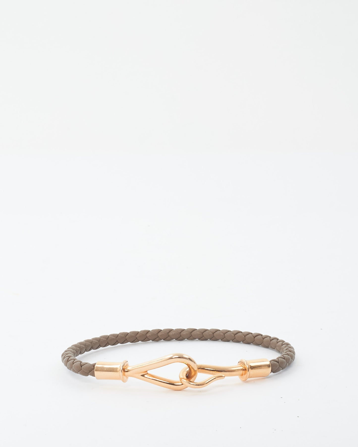 Hermès Taupe Leather 
Gold Metal Jumbo ST Bracelet