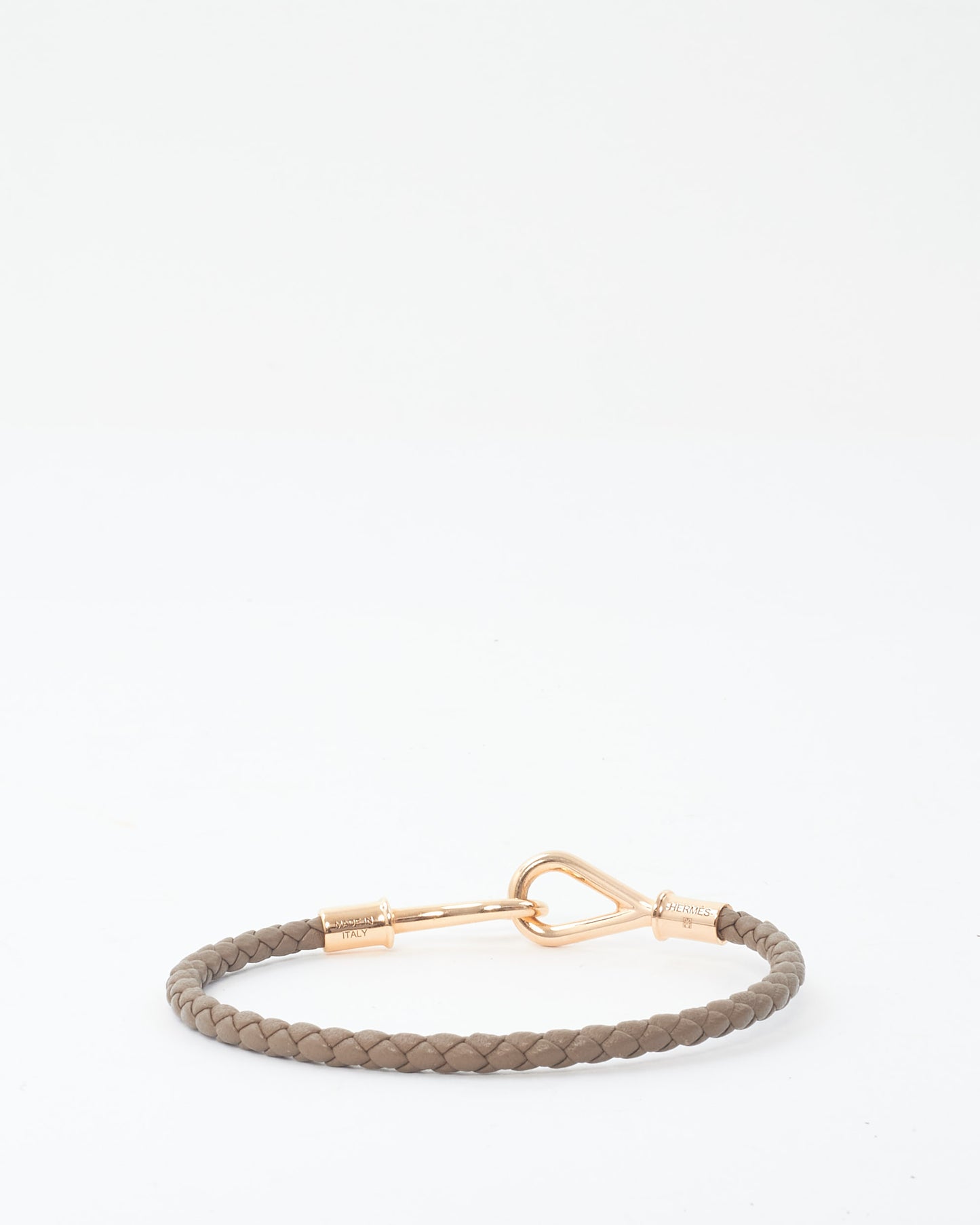 Hermès Taupe Leather 
Gold Metal Jumbo ST Bracelet