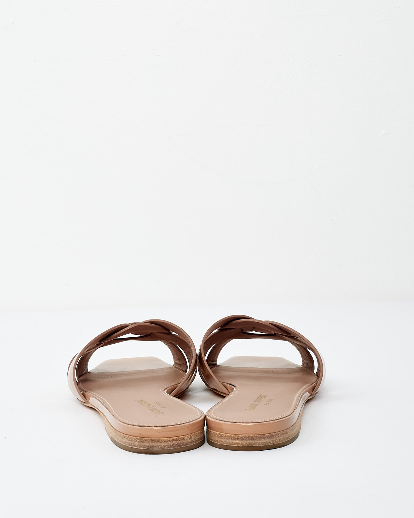 Saint Laurent Beige Patent Leather Tribute Sandals - 38.5