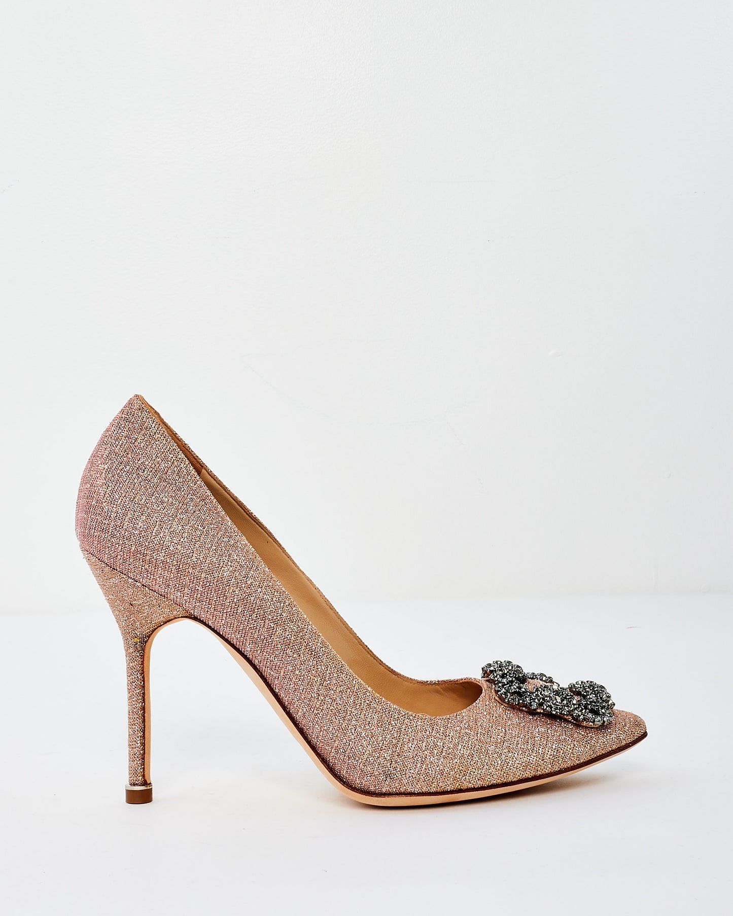 Manolo Blahnik Pink Glitter Hangisi Pumps - 38.5