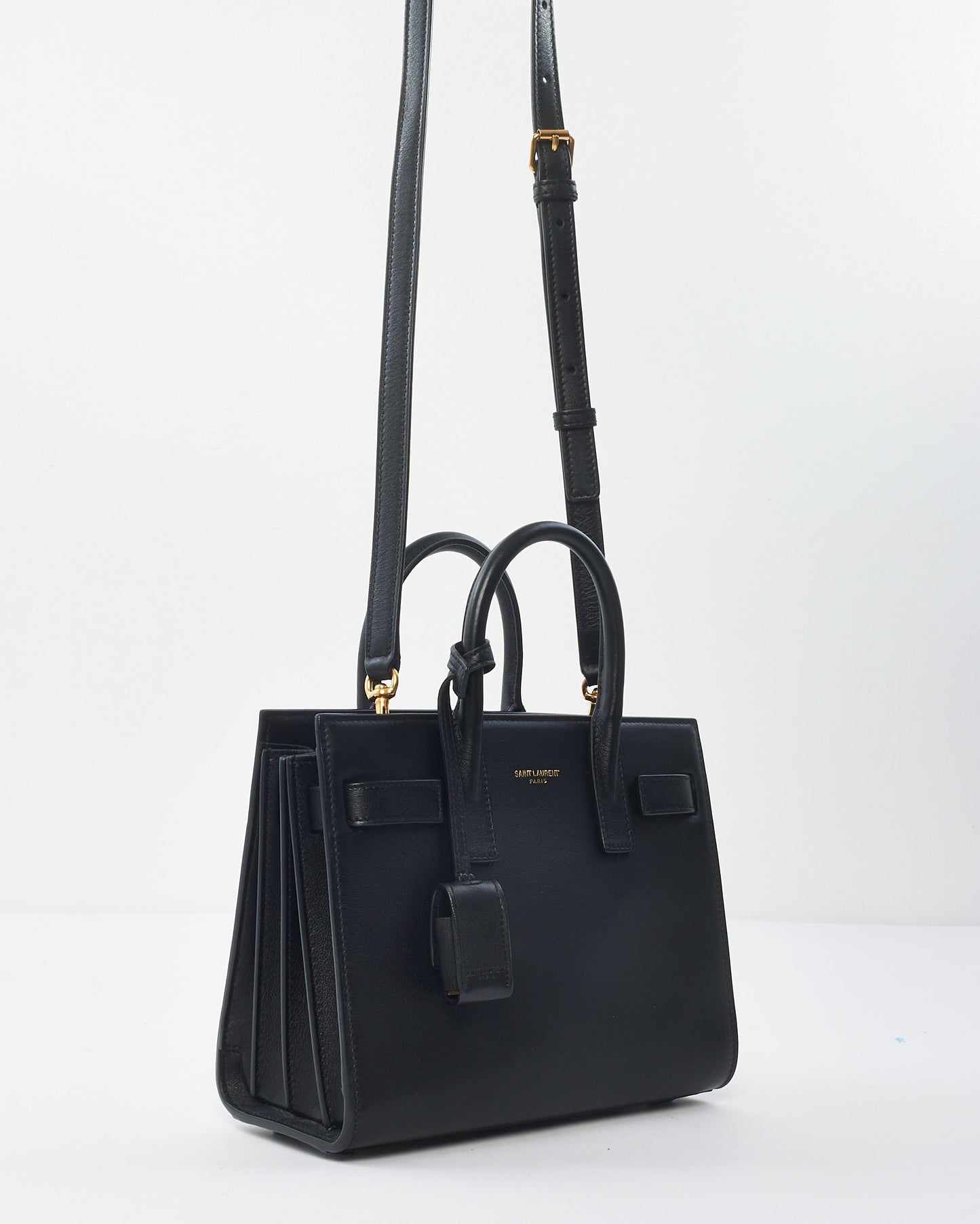 Saint Laurent Black Smooth Leather Nano Sac Du Jour GHW