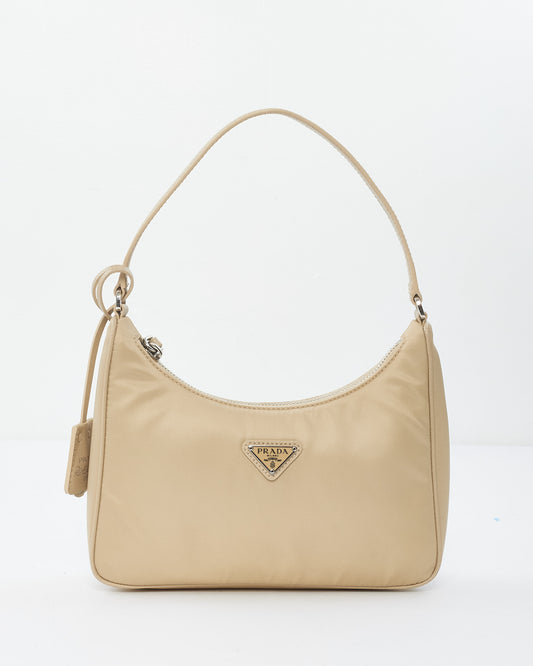 Prada Desert Beige Nylon 2005 Re-Edition Hobo Shoulder Bag